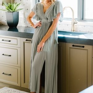 NWT! Baltic Born, Jennifer Deep V Maxi, Sage Green, Large